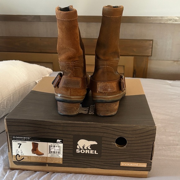Sorel Slim Pack Camel/Brown Leather Ankle Boots - Picture 4 of 6